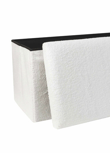 Pouf bouclette avec coffre de rangement 2B Blanc
