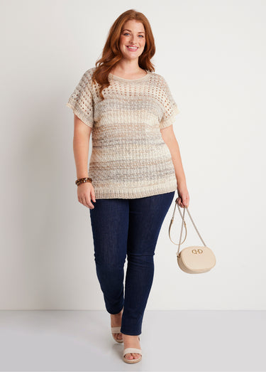 Pull ajouré col rond Naturel