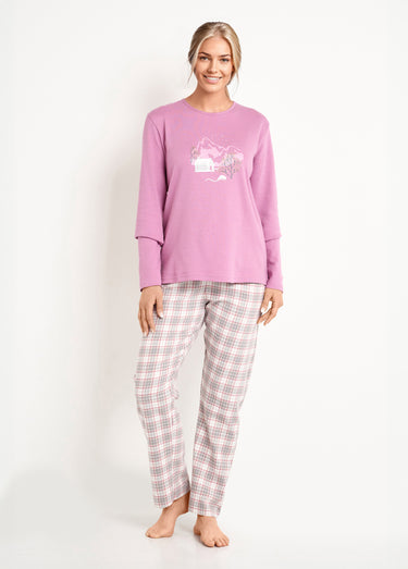 Pyjama pantalon chaud coton flanelle carreaux Violine