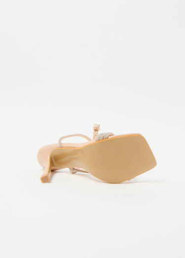 Sandales à strass avec talon haut Nude