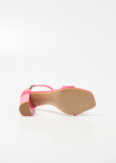 Sandales talon haut bout carré à brides Fuchsia