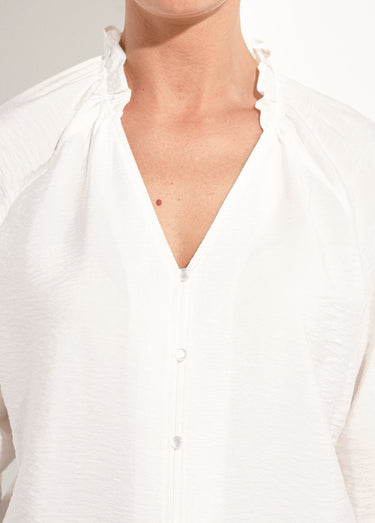 Chemisier raglan ample col V boutonné Ecru