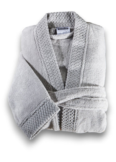 Peignoir éponge pur coton forme kimono Gris