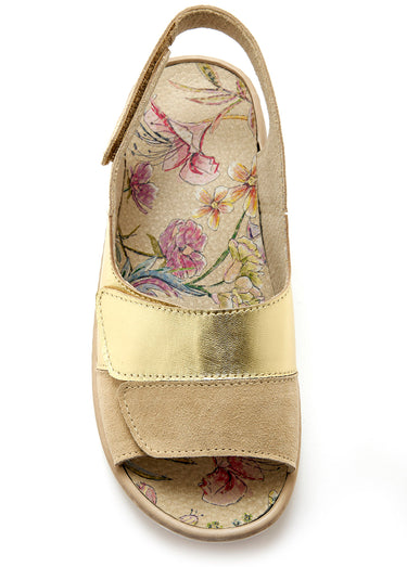 Sandales cuir confortables, extra large Beige