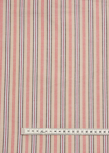 Coupon tissu coton rayures chic, Hendaye Beige