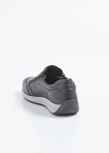 Baskets cuir zippées grande largeur Noir