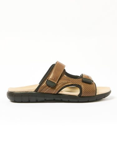 Mules confortables scratchs avec 2 brides Camel