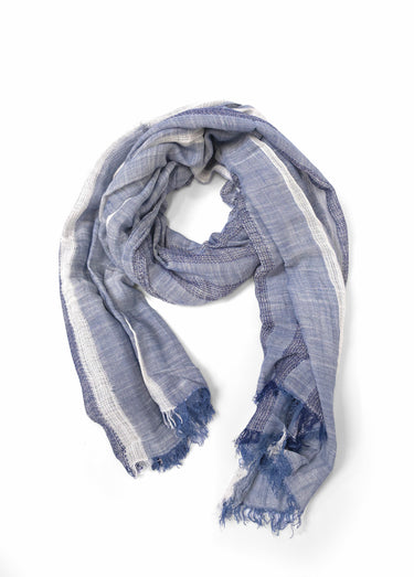 Echarpe légère à franges style chèche Bleu