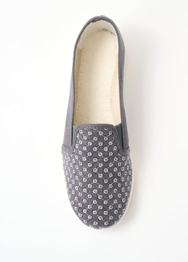 Mocassins largeur confort brodés Gris