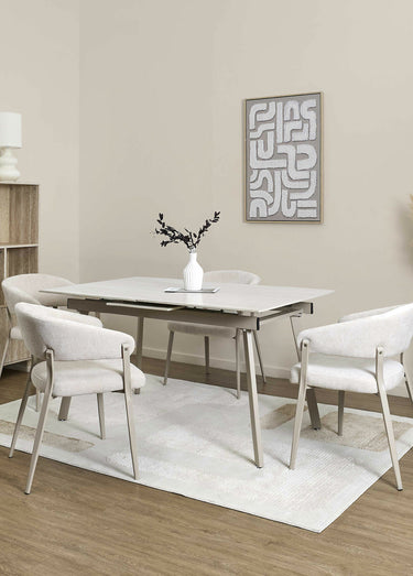 Table extensible effet pierre  travertin Beige