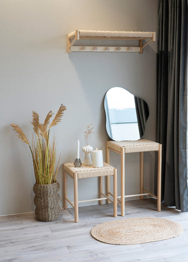 Tabouret en bois avec assise osier Naturel