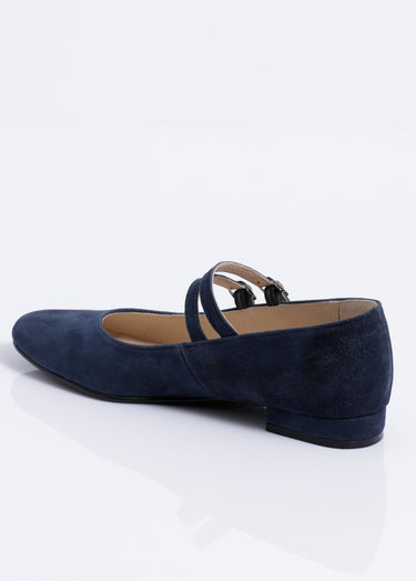 Ballerines babies cuir à talon doubles brides Marine