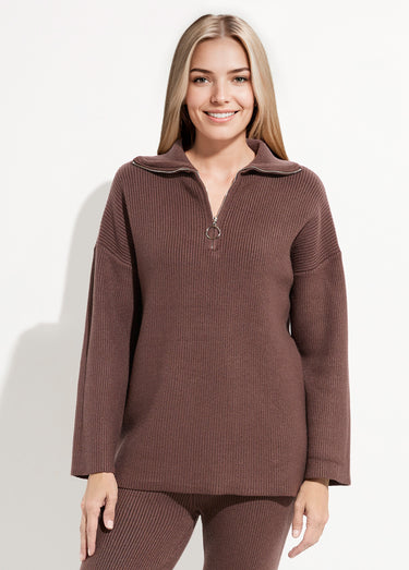 Pull camionneur confort maille cotelée Chocolat