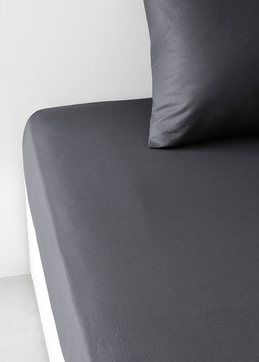 Drap-housse coton uni Fusain