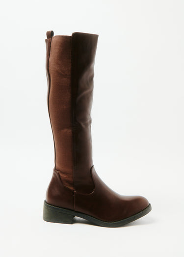 Bottes élastiquées plates à bout relevé Marron