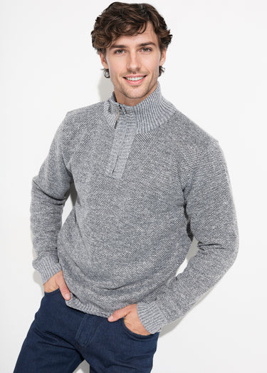 Pull col zippé chaud intérieur polaire Gris Clair