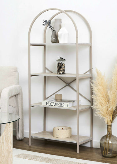 Etagère arche 4 niveaux en métal clair Blanc/Beige