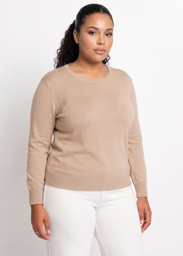 Pull laine mérinos manches longues Camel