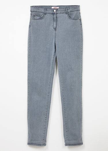 Jean 5 poches ceinture extensible coton stretch Gris