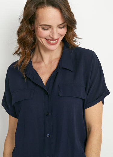 Combi-pantalon unie taille élastiquée Uni Marine
