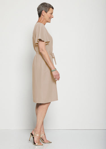 Robe courte droite tissu fluide uni Sable