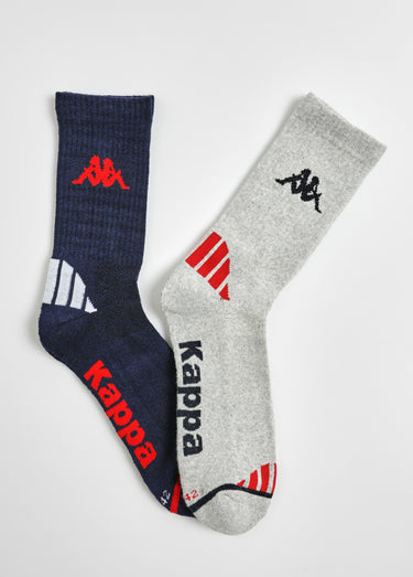 Lot de 2 Chaussettes coton recyclé, foncé Bleu / Gris