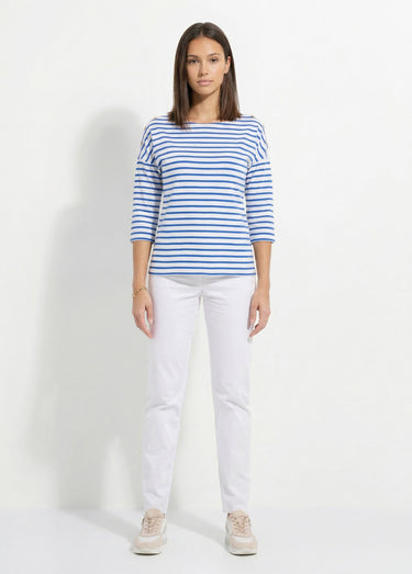 T-shirt marinière rayé manches 3/4 Blanc/Bleu