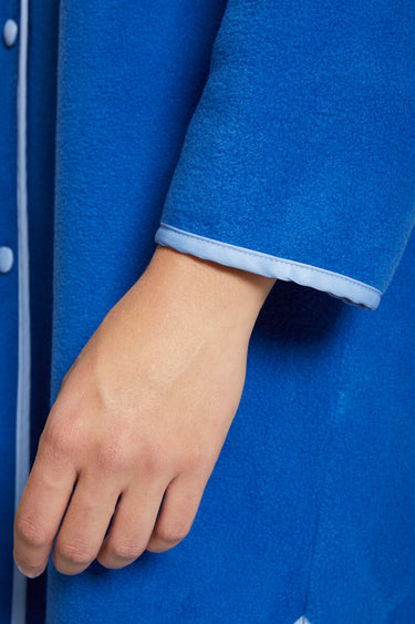 Robe de chambre brodée ligne courte Bleu