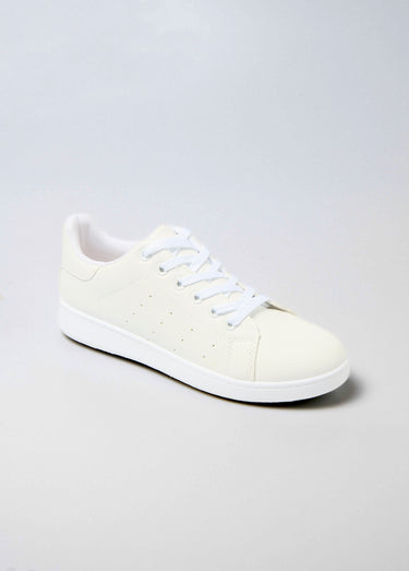 Baskets minimalistes bout rond et lacets Blanc