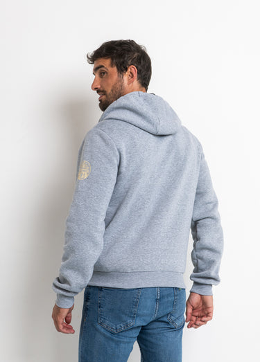 Sweat à capuche zippé poche kangourou Gris/Marine