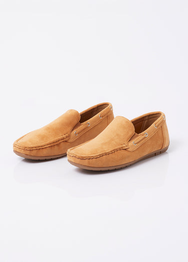 Mocassins suédine, côtés élastiqués Camel