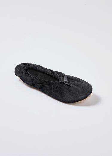 Chaussons ballerines en velours Noir