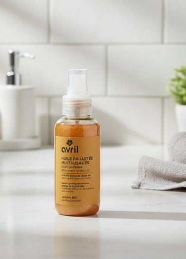 Huile pailletée BIO multi-usages Blanc