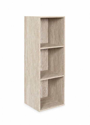 Meuble 3 cases effet travertin PIETRA Blanc/Beige