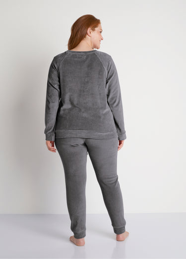 Pantalon de pyjama en velours côtelé Gris Anthracite