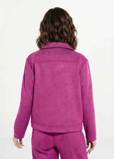 Blouson boutonné tissu suédé col cranté Cassis