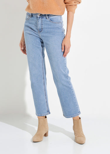 Jean droit 5 poches, spécial PETITE Denim Moyen