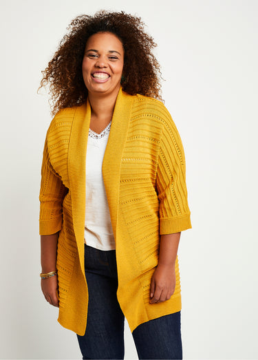 Gilet long ajouré coupe confort Miel