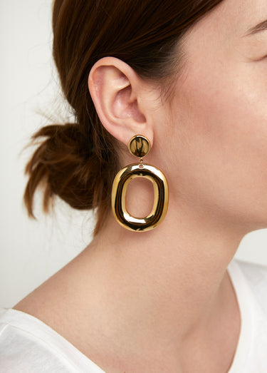 Boucles d'oreille pendant ovale évidé Dore