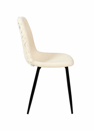 Chaises bouclette avec dossier chevrons Beige/Noir