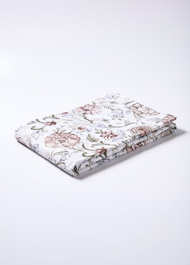 Parure de lit 4 pièces avec drap plat, camélias Gris