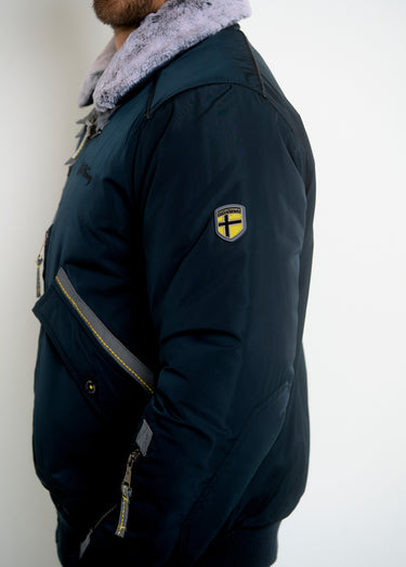 Veste style aviateur col montant fourré Noir