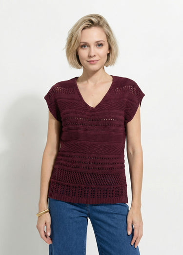 Pull manches courtes grosse maille Figue