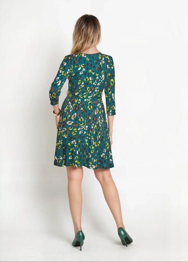 Robe imprimée cache-cœur taille ceinturée Vert Imprime