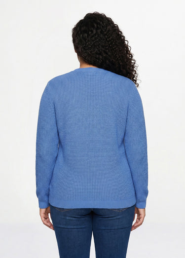 Gilet long boutonné brillant manches longues Bleu