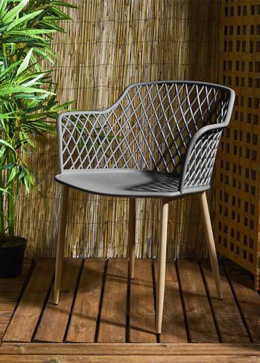 Fauteuils outdoor dossier ajouré losange Gris