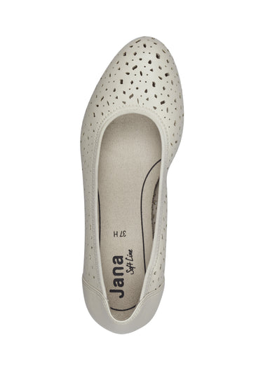 Escarpins ajourés bout rond à talon Beige