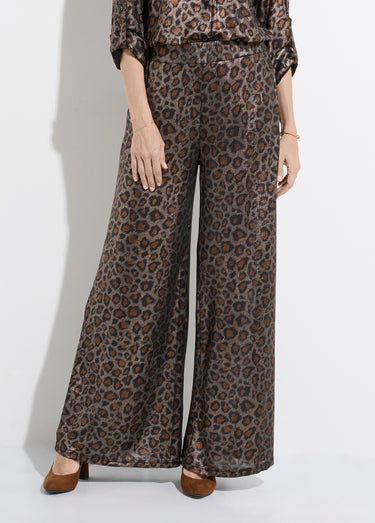 Pantalon maille souple léopard métallisé Leopard