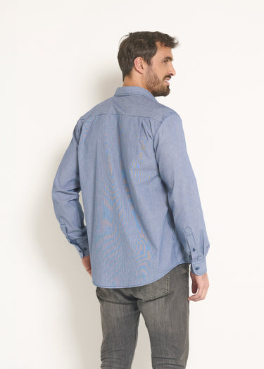 Chemise entretien facile polycoton Bleu Raye