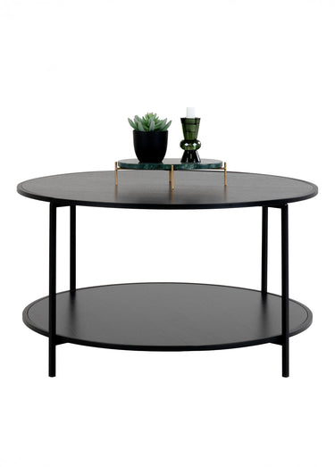 Table basse ronde en métal, 2 niveaux Noir